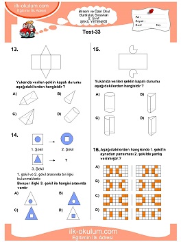 ilkokul 1. Sınıf Bilsem Zeka Testi 